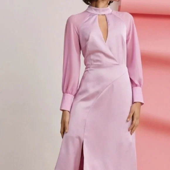 foxiedox | Dresses | Foxiedox Orchid Front Slit Halter Neck Midi Dress Size  Medium Nwt | Poshmark